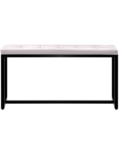 Banquette d’intérieur blanche en polyuréthane et métal noir 100 x 40 x 48 cm Néva