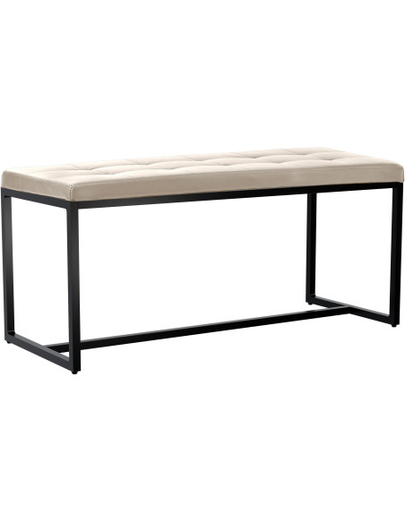 Banquette d’intérieur crème en polyuréthane et métal noir 100 x 40 x 48 cm Néva