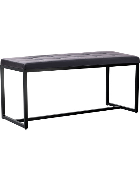 Banquette d’entrée noire en polyuréthane et métal noir 100 x 40 x 48 cm Néva