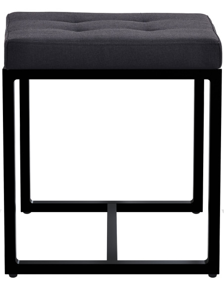 Tabouret d’appoint noir en polyester et métal noir 40 x 40 x 48 cm Néva