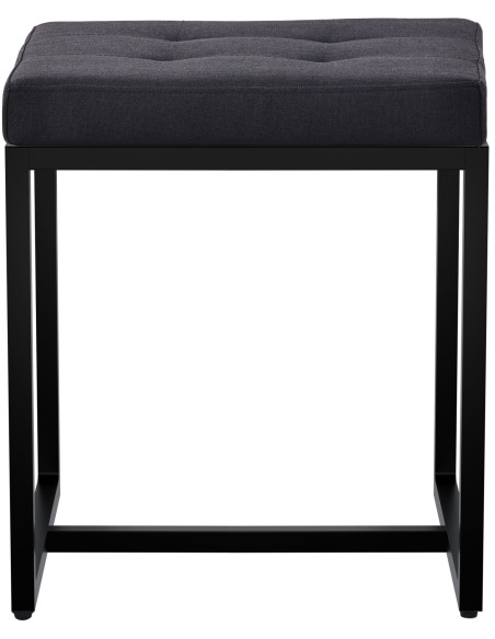 Tabouret d’appoint noir en polyester et métal noir 40 x 40 x 48 cm Néva