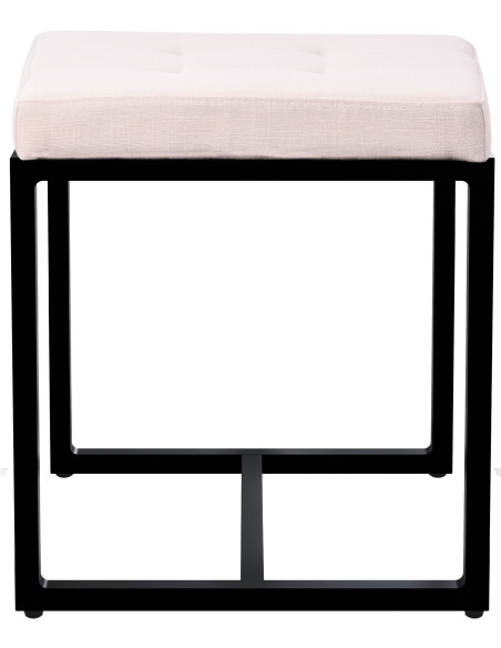 Tabouret d’appoint crème en polyester et métal noir 40 x 40 x 48 cm Néva