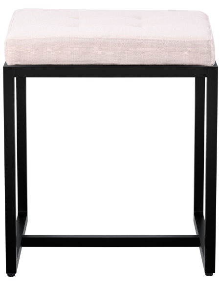 Tabouret d’appoint crème en polyester et métal noir 40 x 40 x 48 cm Néva