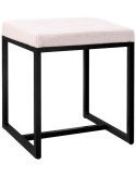 Tabouret d’appoint crème en polyester et métal noir 40 x 40 x 48 cm Néva