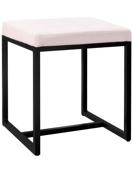 Tabouret d’appoint crème en polyester et métal noir 40 x...