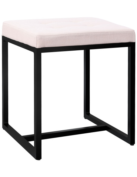Tabouret d’appoint crème en polyester et métal noir 40 x 40 x 48 cm Néva