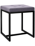 Tabouret d’appoint gris foncé en polyester et métal noir 40 x 40 x 48 cm Néva