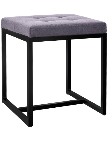 Tabouret d’appoint gris foncé en polyester et métal noir...