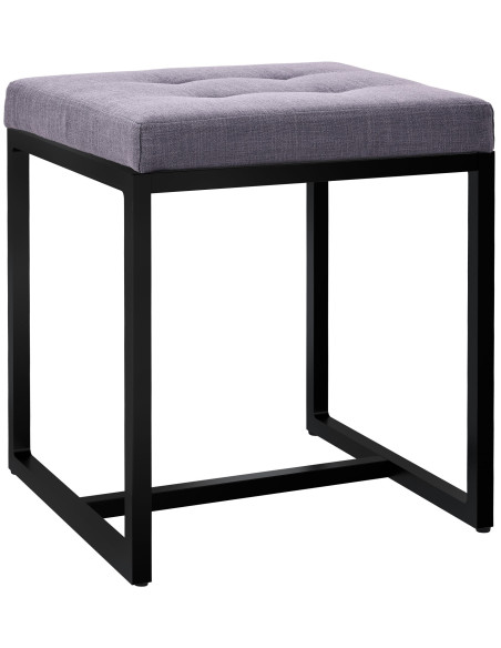 Tabouret d’appoint gris foncé en polyester et métal noir 40 x 40 x 48 cm Néva