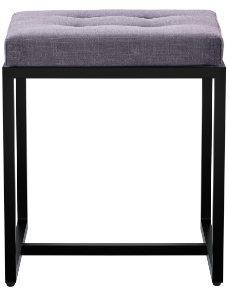 Tabouret d’appoint gris foncé en polyester et métal noir 40 x 40 x 48 cm Néva
