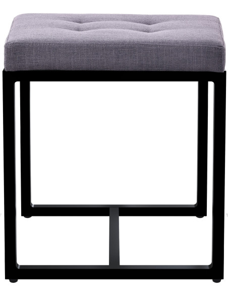 Tabouret d’appoint gris foncé en polyester et métal noir 40 x 40 x 48 cm Néva