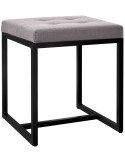 Tabouret d’appoint gris en polyester et métal noir 40 x 40 x 48 cm Néva