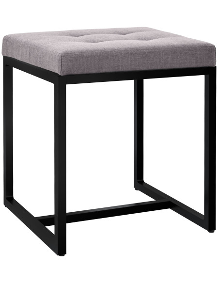 Tabouret d’appoint gris en polyester et métal noir 40 x 40 x 48 cm Néva
