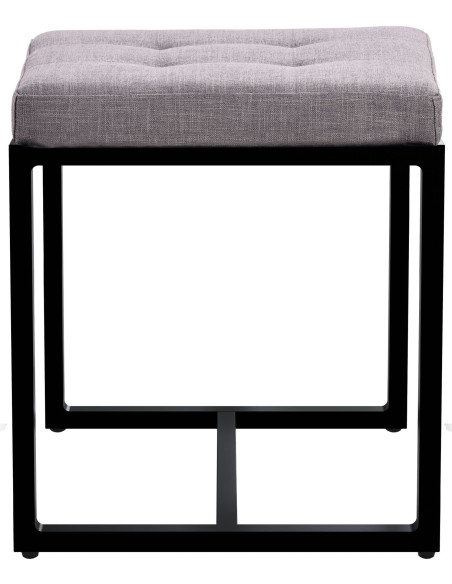 Tabouret d’appoint gris en polyester et métal noir 40 x 40 x 48 cm Néva