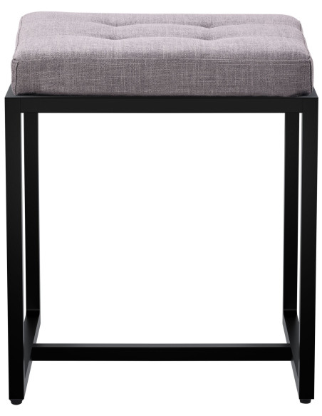 Tabouret d’appoint gris en polyester et métal noir 40 x 40 x 48 cm Néva