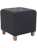 Pouf repose-pieds carré gris foncé en polyester et bois 45 x 45 x 46 cm Varenne