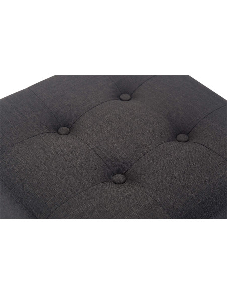 Pouf repose-pieds carré gris foncé en polyester et bois 45 x 45 x 46 cm Varenne