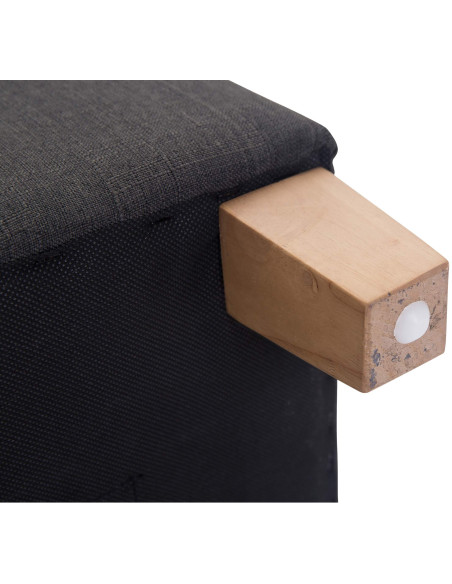 Pouf repose-pieds carré gris foncé en polyester et bois 45 x 45 x 46 cm Varenne