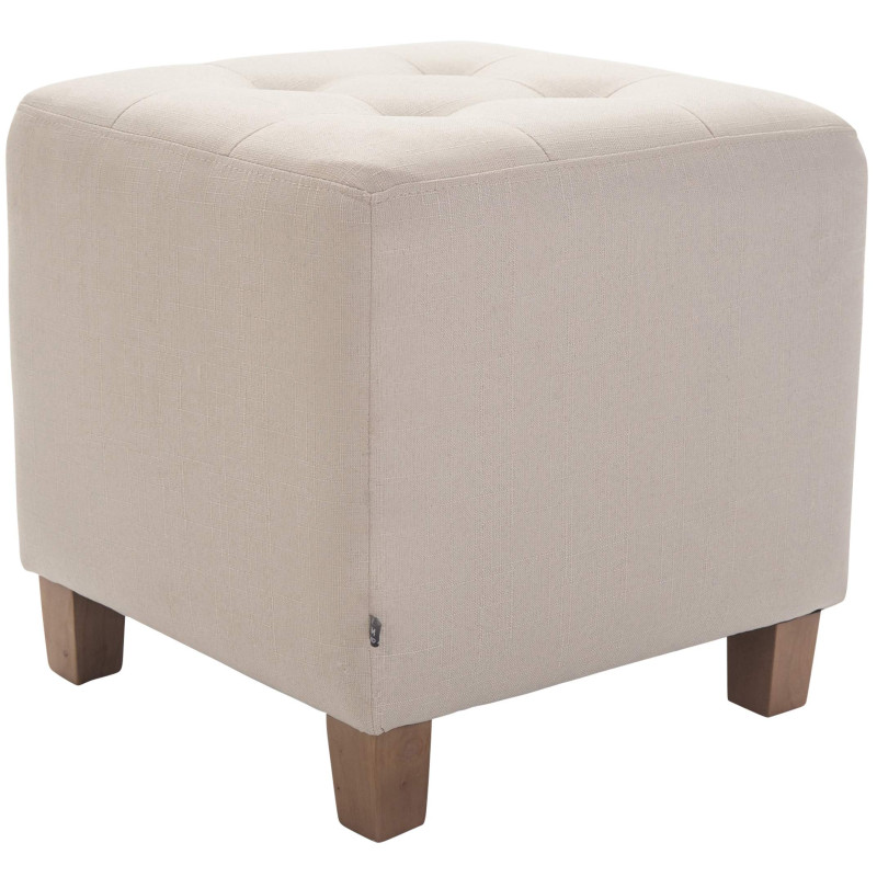 Pouf repose-pieds carré crème en...