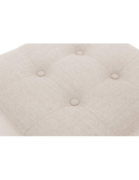 Pouf repose-pieds carré crème en polyester et bois 45 x 45 x 46 cm Varenne