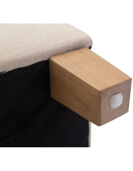 Pouf repose-pieds carré crème en polyester et bois 45 x 45 x 46 cm Varenne