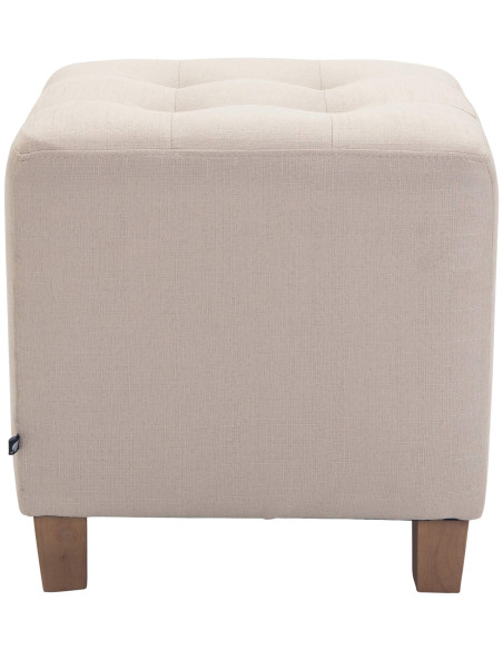 Pouf repose-pieds carré crème en polyester et bois 45 x 45 x 46 cm Varenne