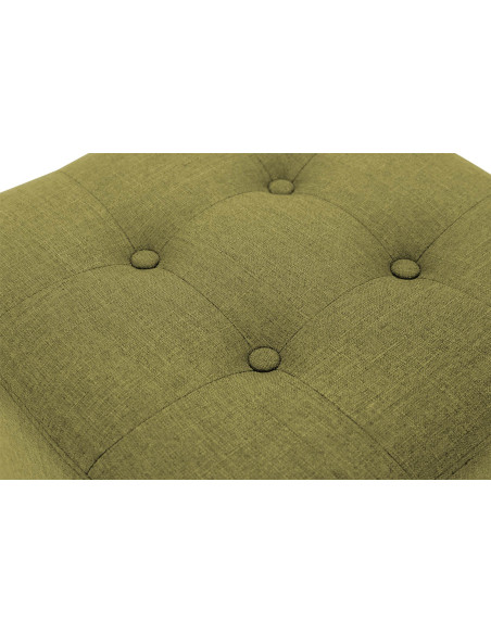 Pouf repose-pieds carré vert en polyester et bois 45 x 45 x 46 cm Varenne