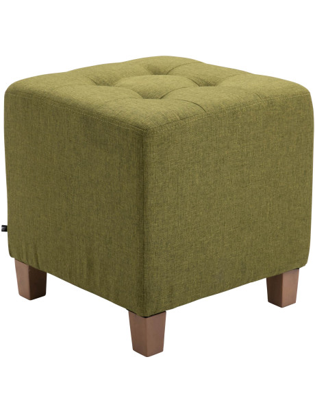 Pouf repose-pieds carré vert en polyester et bois 45 x 45...