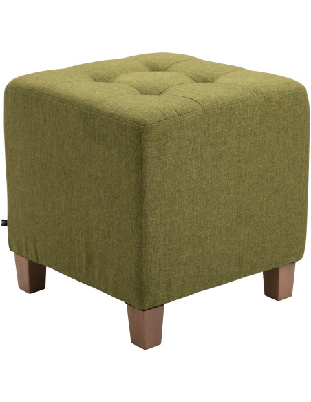 Pouf repose-pieds carré vert en polyester et bois 45 x 45 x 46 cm Varenne