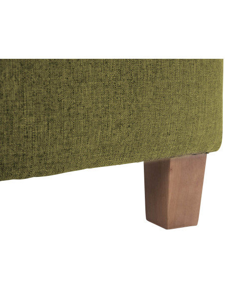 Pouf repose-pieds carré vert en polyester et bois 45 x 45 x 46 cm Varenne