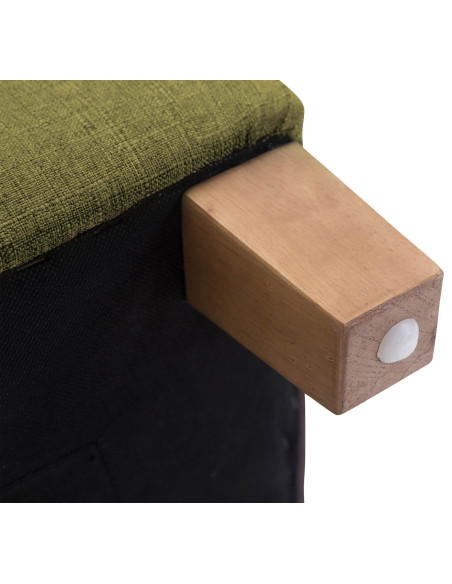 Pouf repose-pieds carré vert en polyester et bois 45 x 45 x 46 cm Varenne