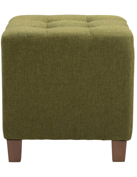 Pouf repose-pieds carré vert en polyester et bois 45 x 45 x 46 cm Varenne