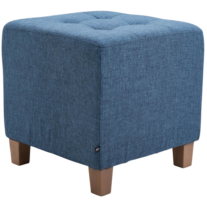Pouf repose-pieds carré bleu en...
