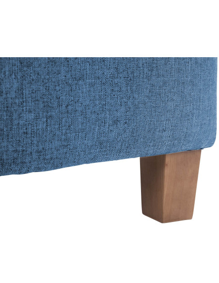 Pouf repose-pieds carré bleu en polyester et bois 45 x 45 x 46 cm Varenne
