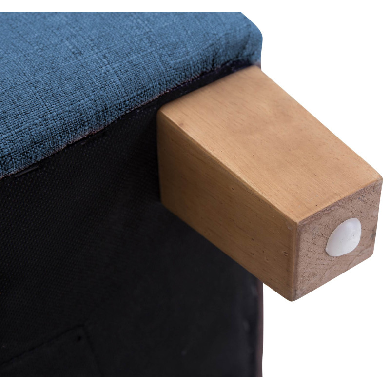 Pouf repose-pieds carré bleu en...
