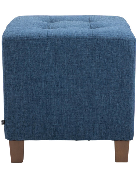 Pouf repose-pieds carré bleu en polyester et bois 45 x 45 x 46 cm Varenne