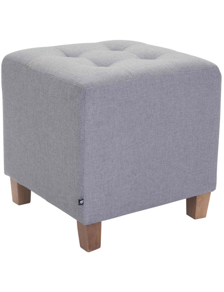 Pouf repose-pieds carré gris clair en polyester et bois...