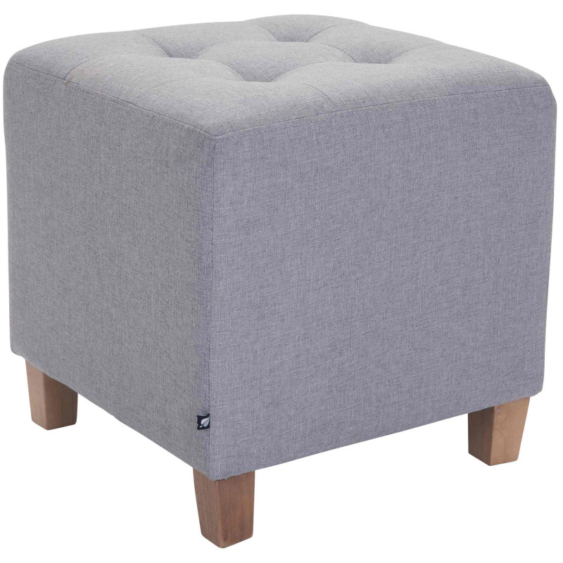 Pouf repose-pieds carré gris clair en...