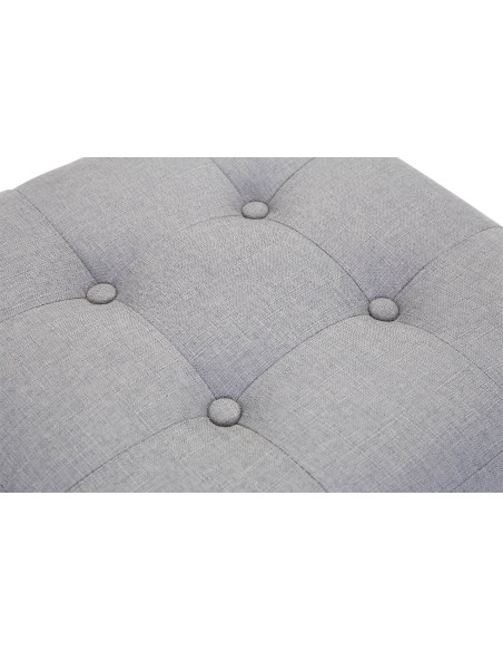 Pouf repose-pieds carré gris clair en polyester et bois 45 x 45 x 46 cm Varenne