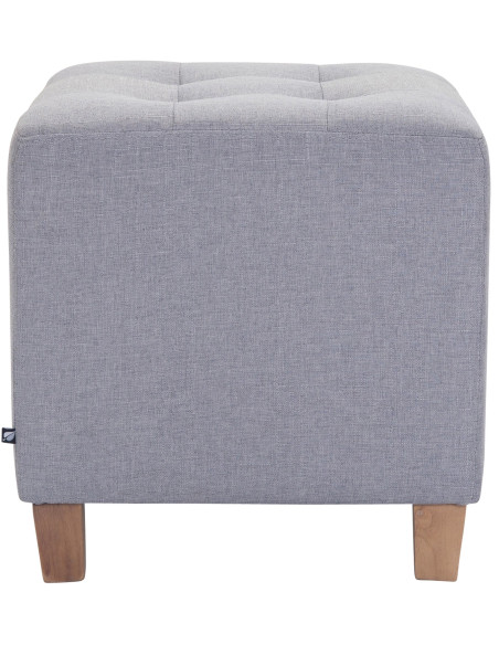 Pouf repose-pieds carré gris clair en polyester et bois 45 x 45 x 46 cm Varenne