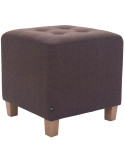 Pouf repose-pieds carré brun en polyester et bois 45 x 45 x 46 cm Varenne