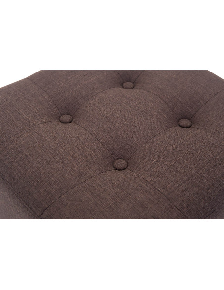 Pouf repose-pieds carré brun en polyester et bois 45 x 45 x 46 cm Varenne