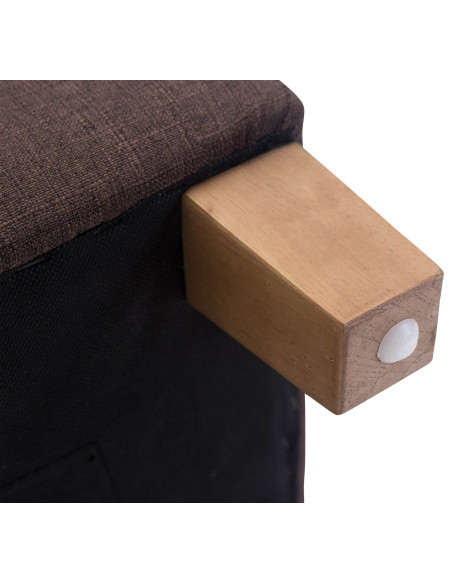 Pouf repose-pieds carré brun en polyester et bois 45 x 45 x 46 cm Varenne