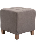 Pouf repose-pieds carré taupe en polyester et bois 45 x 45 x 46 cm Varenne