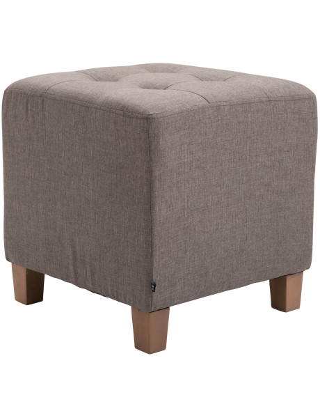 Pouf repose-pieds carré taupe en polyester et bois 45 x...