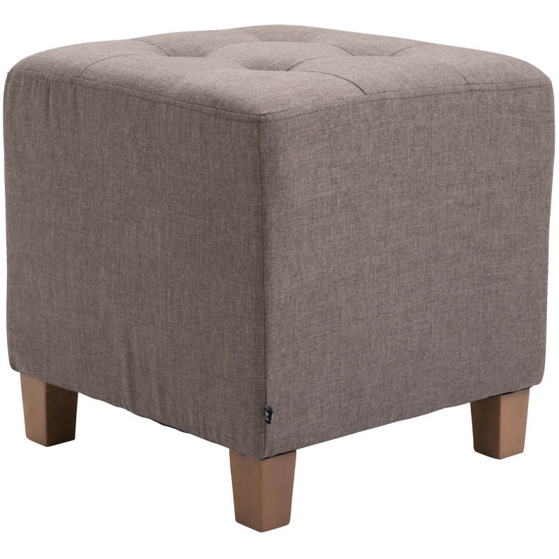 Pouf repose-pieds carré taupe en...