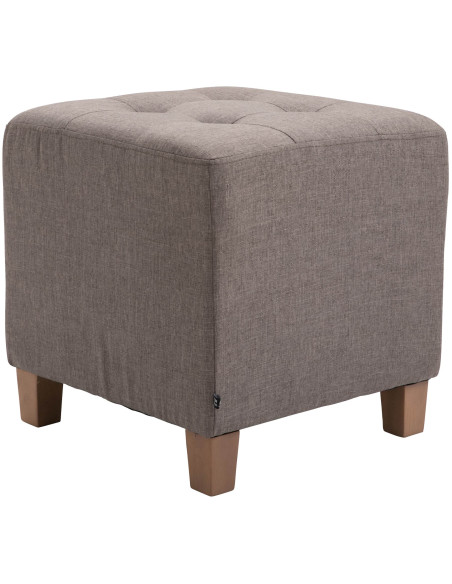 Pouf repose-pieds carré taupe en polyester et bois 45 x 45 x 46 cm Varenne