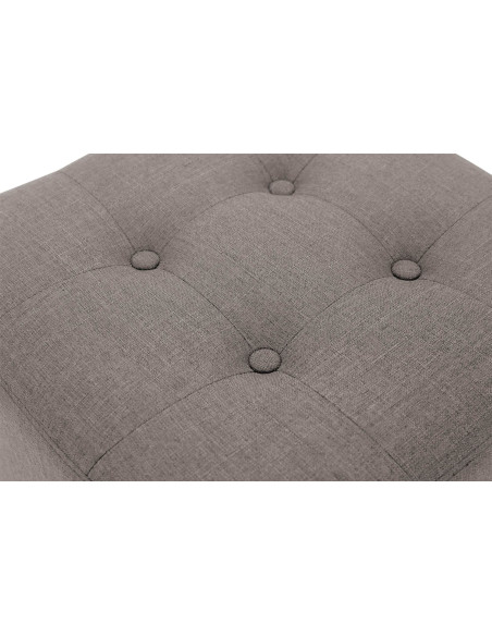 Pouf repose-pieds carré taupe en polyester et bois 45 x 45 x 46 cm Varenne