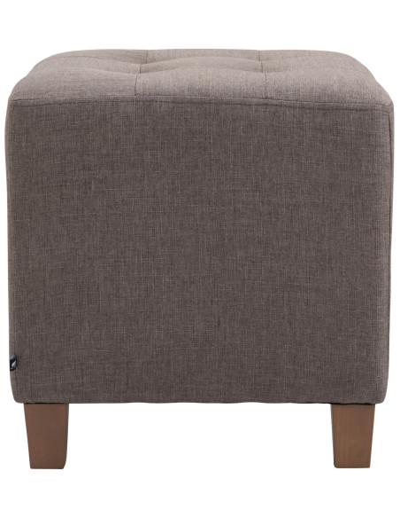 Pouf repose-pieds carré taupe en polyester et bois 45 x 45 x 46 cm Varenne