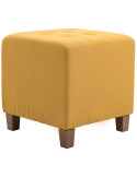 Pouf repose-pieds carré jaune en polyester et bois 45 x 45 x 46 cm Varenne